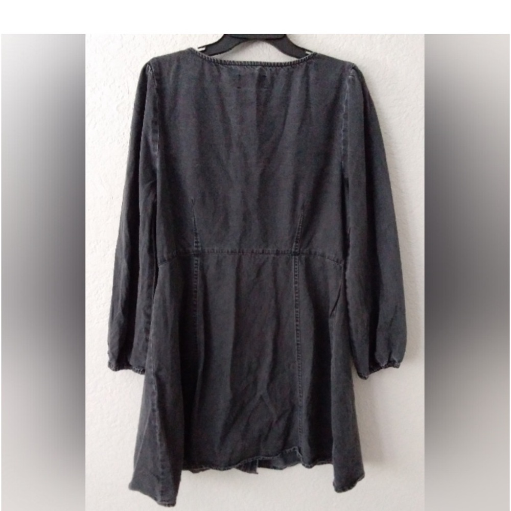 Asos Design black denim dress long sleeve button womens 12